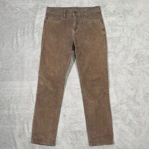 Prana Slim Fit Brown Corduroy Pants Men 30x30 Organic Cotton Stretch Boho Casual